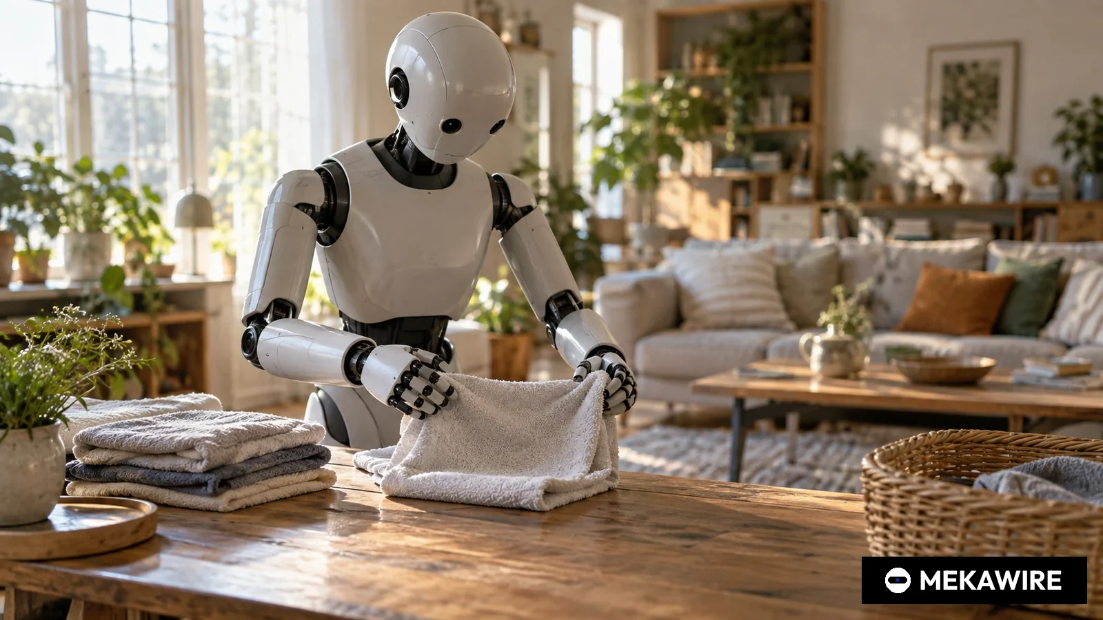 1X puts a price on the home humanoid, opening NEO pre-orders at US$20,000 or US$499 a month with US deliveries in 2026 (Illustration by MEKAWIRE)